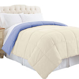 Genoa King Size Box Quilted Reversible Comforter The Urban Port, Blue and Cream