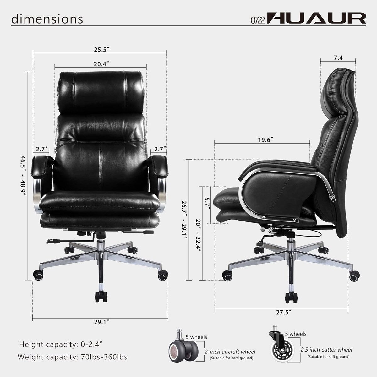 Genuine Leather Modern Executive Chair High-Back Support Tilt