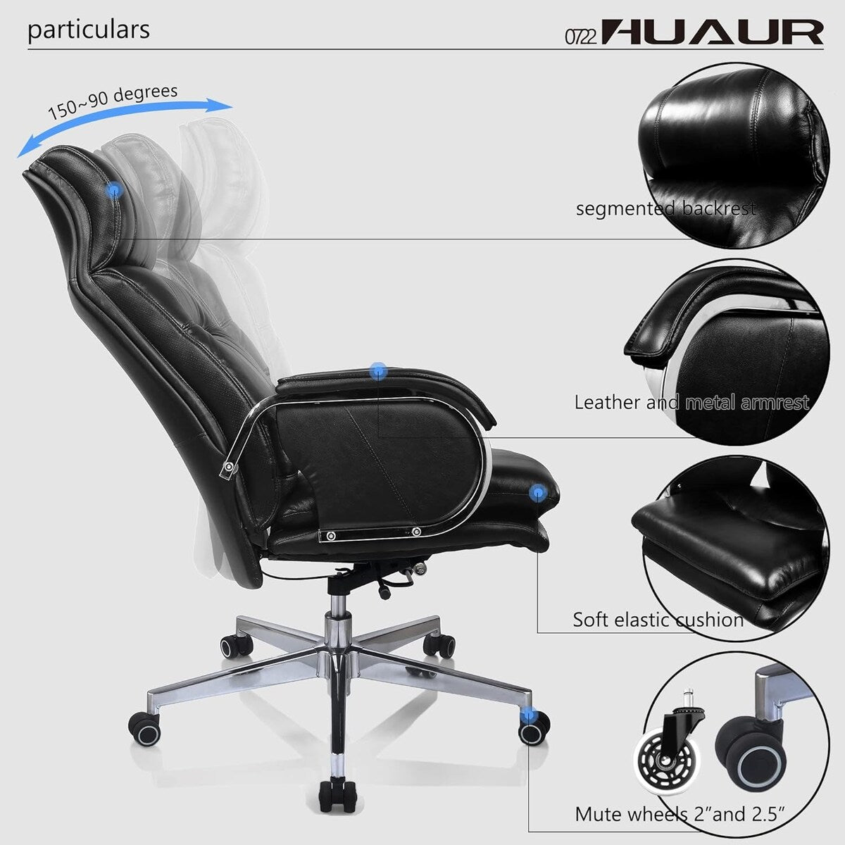 Genuine Leather Modern Executive Chair High-Back Support Tilt