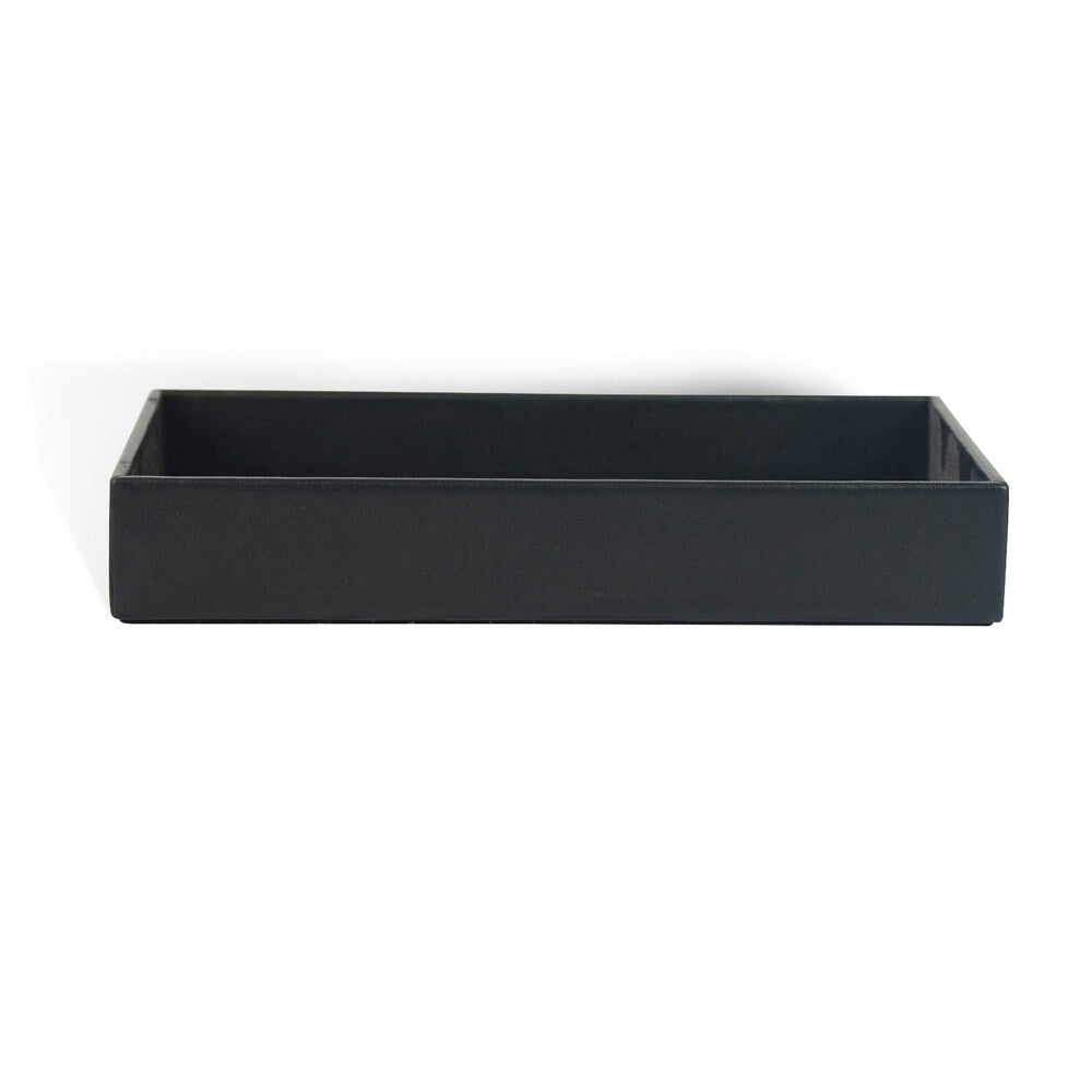 Genuine Leather Rectangle Storage Tray, Black, Shower and Bathroom Accessory