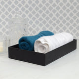 Genuine Leather Rectangle Storage Tray, Black, Shower and Bathroom Accessory