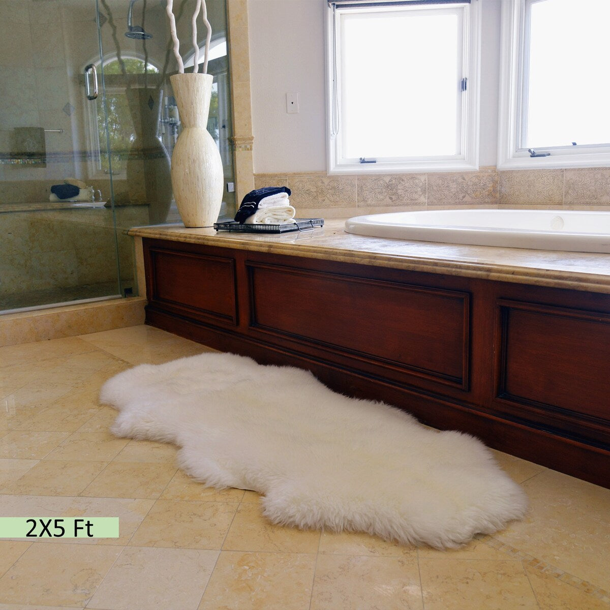 Genuine Sheepskin Area Rug Natural Wool Seat Cover Bedside Carpet w/Comb