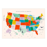 Geographic Non-pasted Wallpaper Wall Mural - US Map With State Names