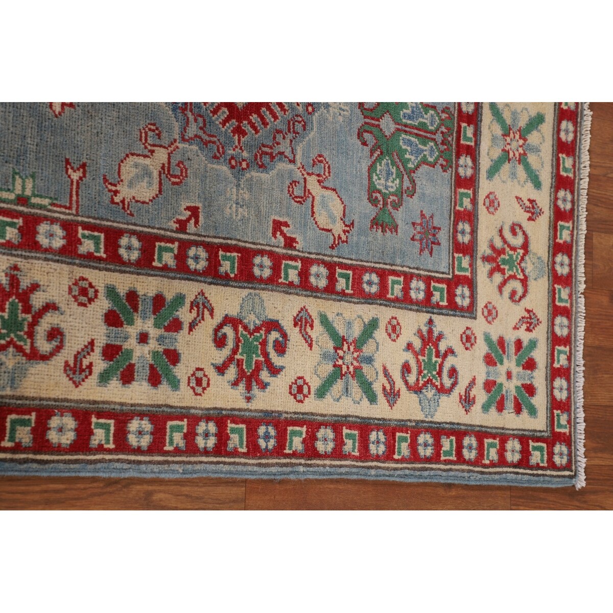 Geometric / Traditional Kazak Oriental Area Rug Handmade Wool Carpet - 5'1" x 6'3"