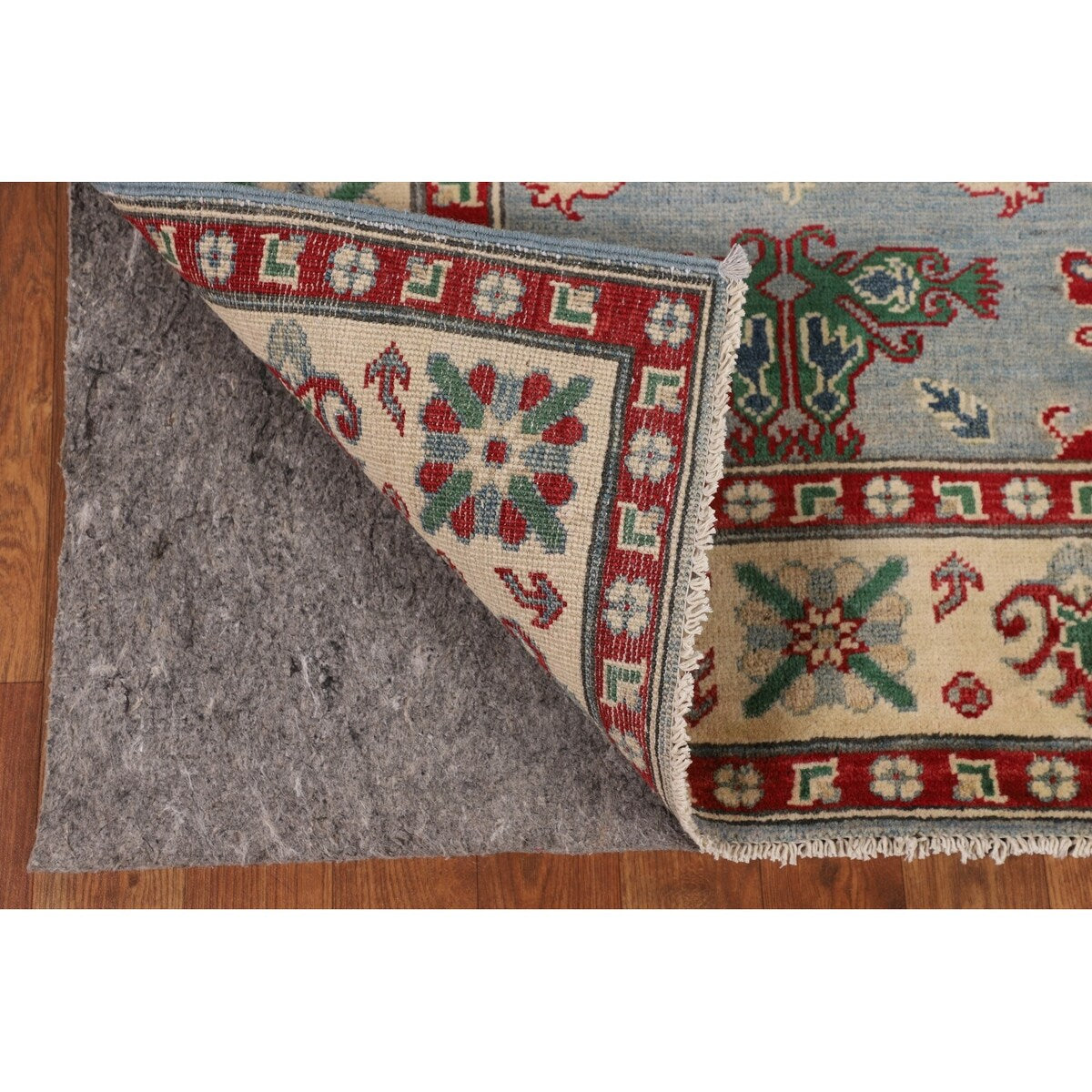 Geometric / Traditional Kazak Oriental Area Rug Handmade Wool Carpet - 5'1" x 6'3"