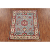 Geometric / Traditional Kazak Oriental Area Rug Handmade Wool Carpet - 5'1" x 6'3"