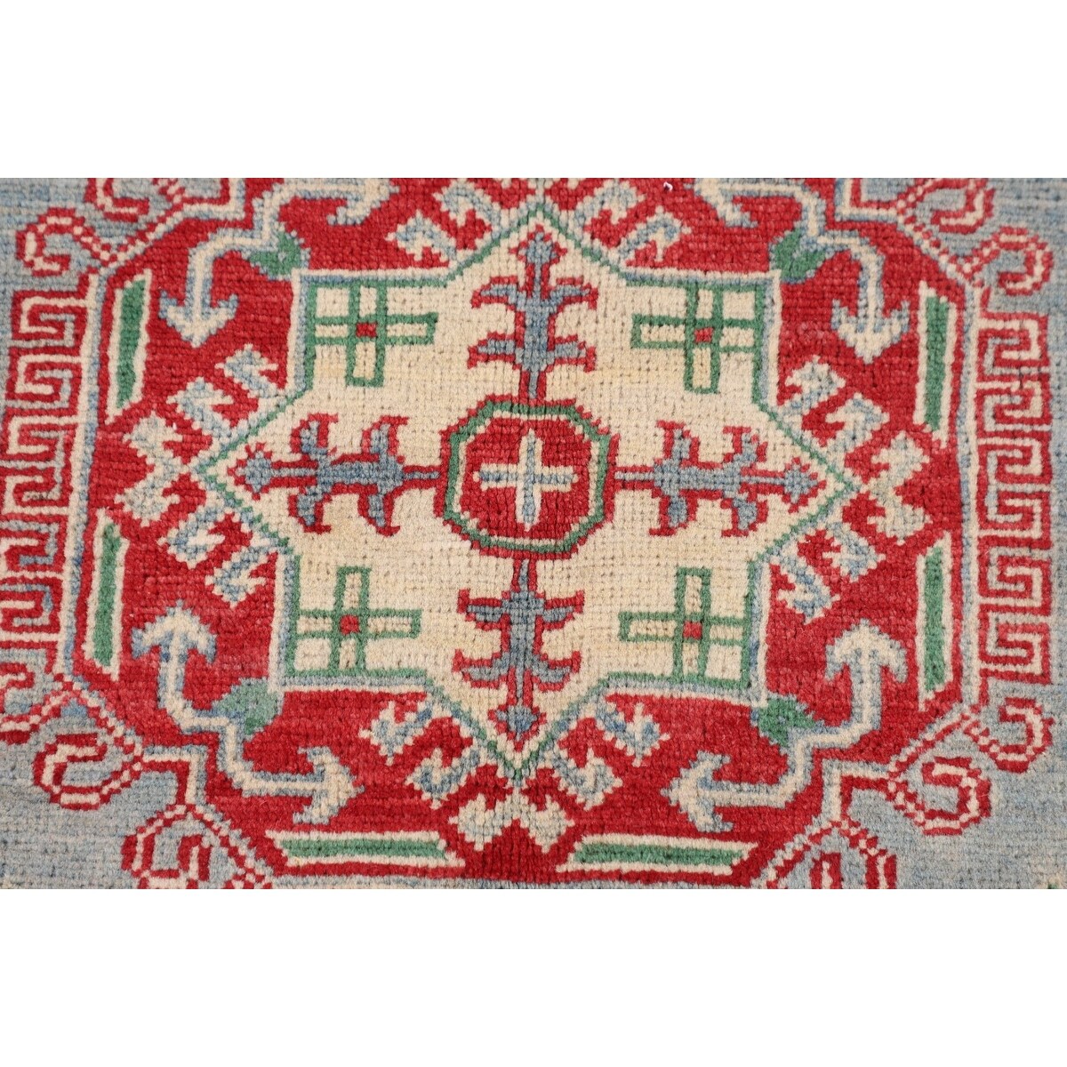 Geometric / Traditional Kazak Oriental Area Rug Handmade Wool Carpet - 5'1" x 6'3"
