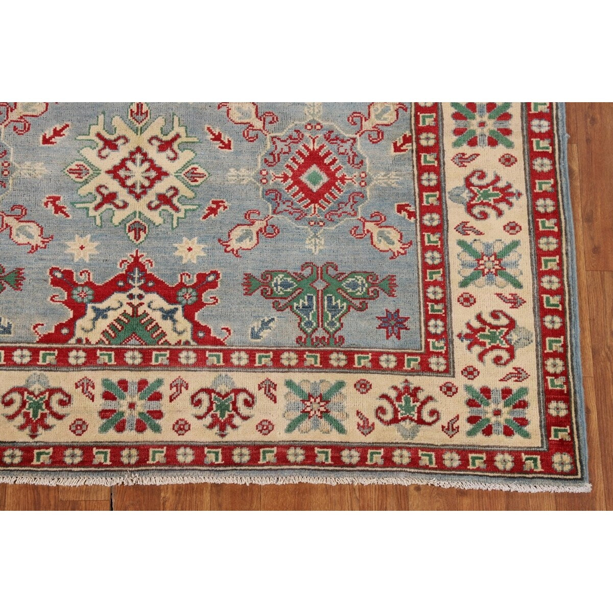 Geometric / Traditional Kazak Oriental Area Rug Handmade Wool Carpet - 5'1" x 6'3"