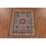 Geometric / Traditional Kazak Oriental Area Rug Handmade Wool Carpet - 5'1" x 6'3"