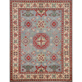 Geometric / Traditional Kazak Oriental Area Rug Handmade Wool Carpet - 5'1" x 6'3"