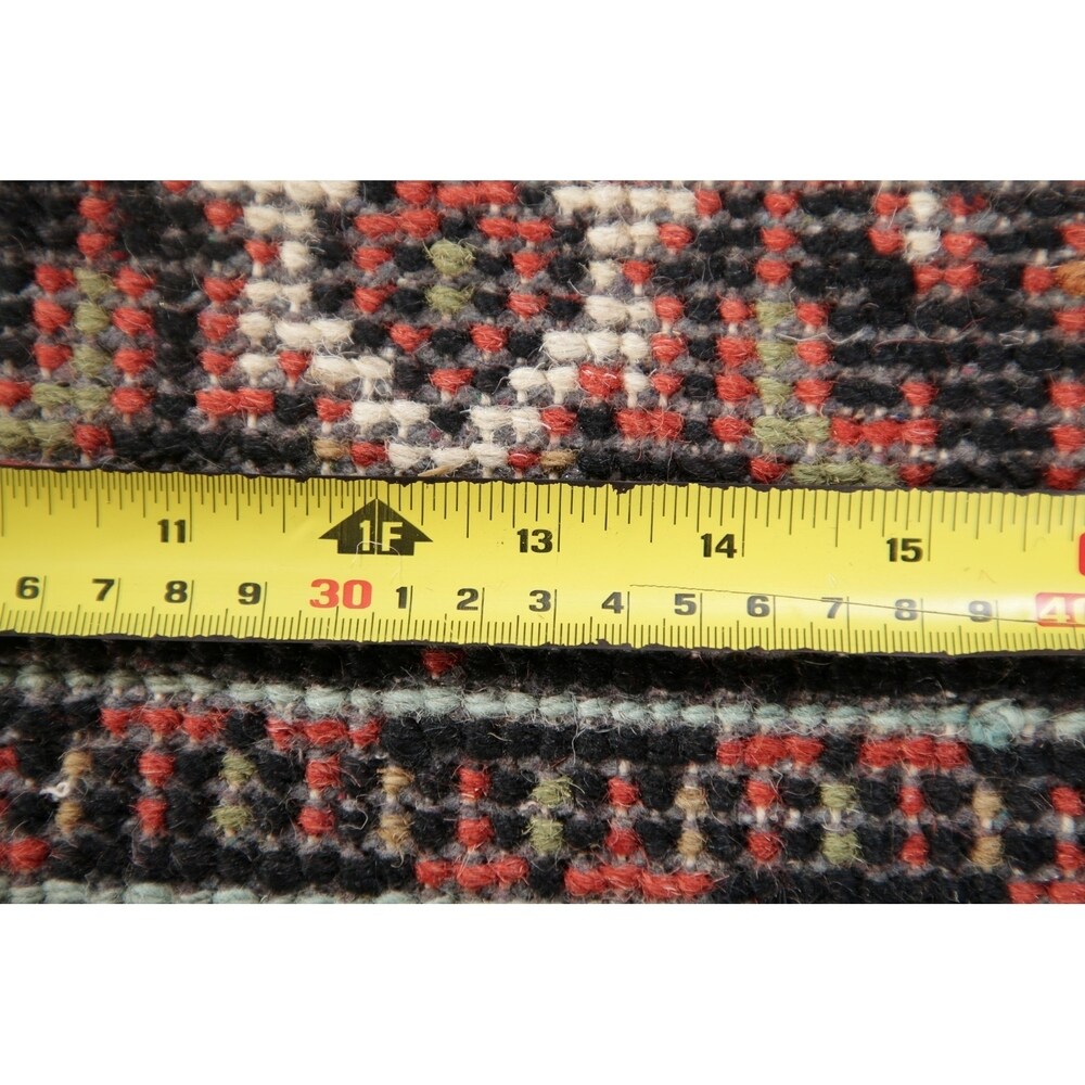 Geometric 12 Ft Indo Heriz Oriental Rug Hand-Knotted Wool Carpet - 11'9" x 2'6" Runner