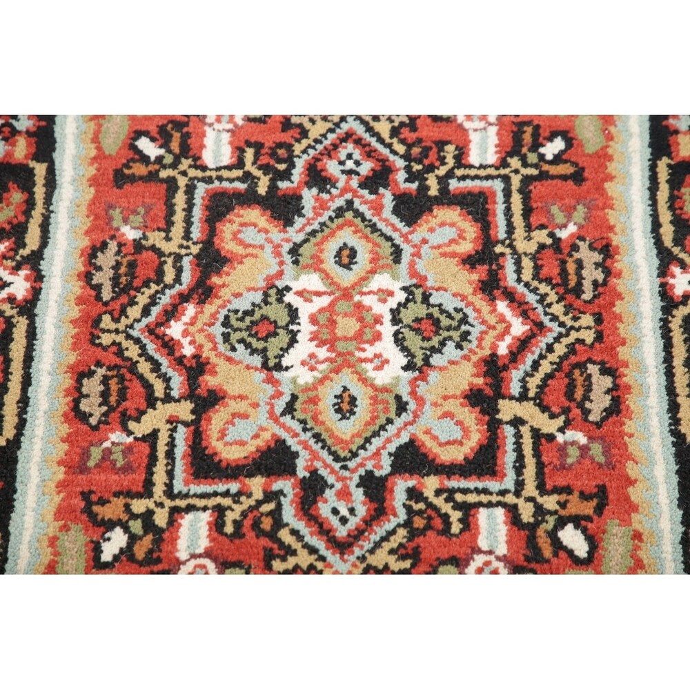 Geometric 12 Ft Indo Heriz Oriental Rug Hand-Knotted Wool Carpet - 11'9" x 2'6" Runner