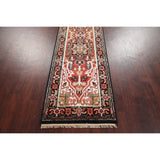 Geometric 12 Ft Indo Heriz Oriental Rug Hand-Knotted Wool Carpet - 11'9" x 2'6" Runner