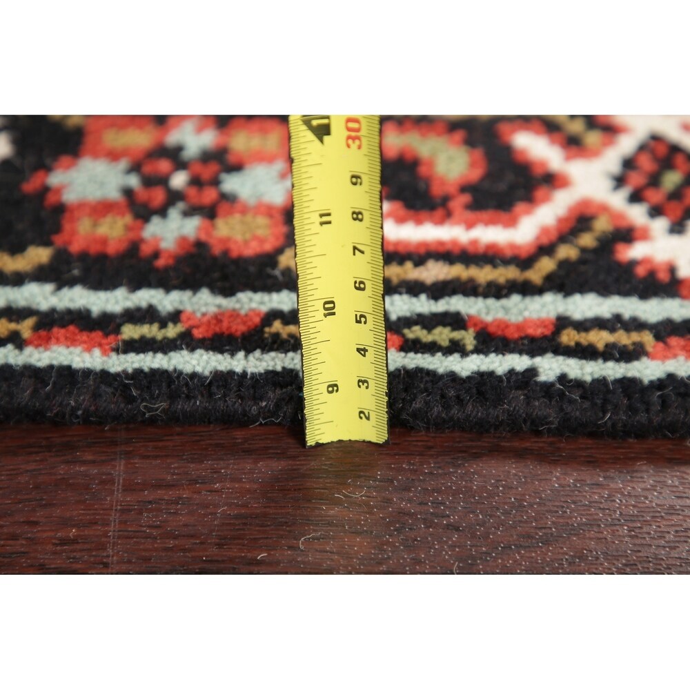 Geometric 12 Ft Indo Heriz Oriental Rug Hand-Knotted Wool Carpet - 11'9" x 2'6" Runner