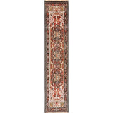Geometric 12 Ft Indo Heriz Oriental Rug Hand-Knotted Wool Carpet - 11'9" x 2'6" Runner
