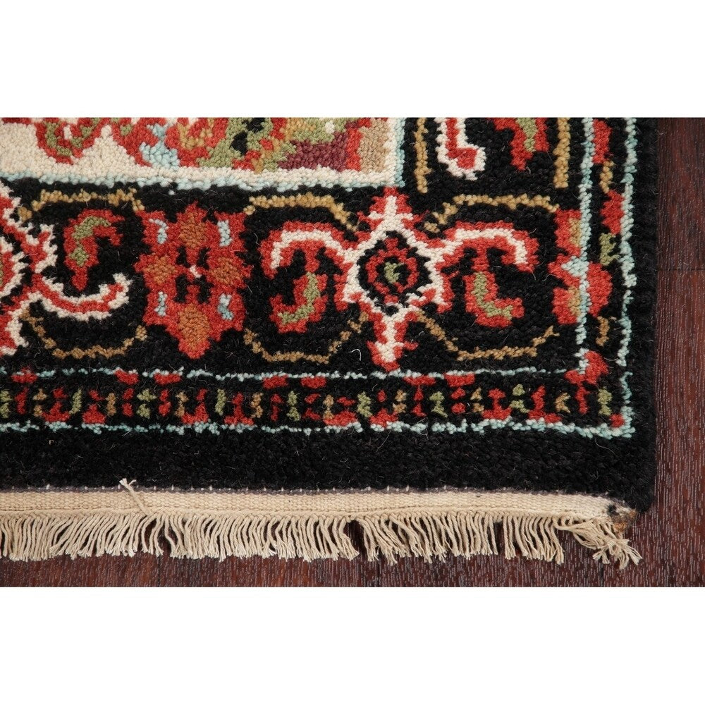 Geometric 12 Ft Indo Heriz Oriental Rug Hand-Knotted Wool Carpet - 11'9" x 2'6" Runner