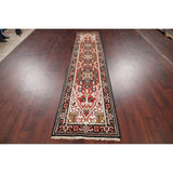 Geometric 12 Ft Indo Heriz Oriental Rug Hand-Knotted Wool Carpet - 11'9" x 2'6" Runner