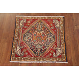Geometric Abadeh Persian Vintage Square Rug Handmade Wool Carpet - 2'1" x 2'0"