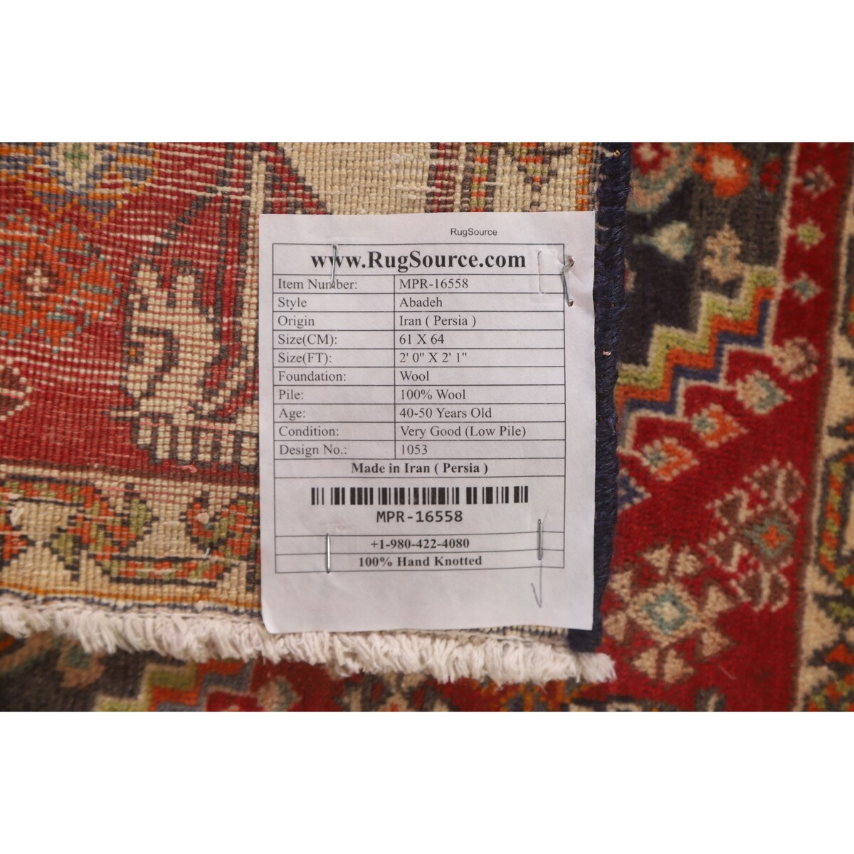 Geometric Abadeh Persian Vintage Square Rug Handmade Wool Carpet - 2'1" x 2'0"