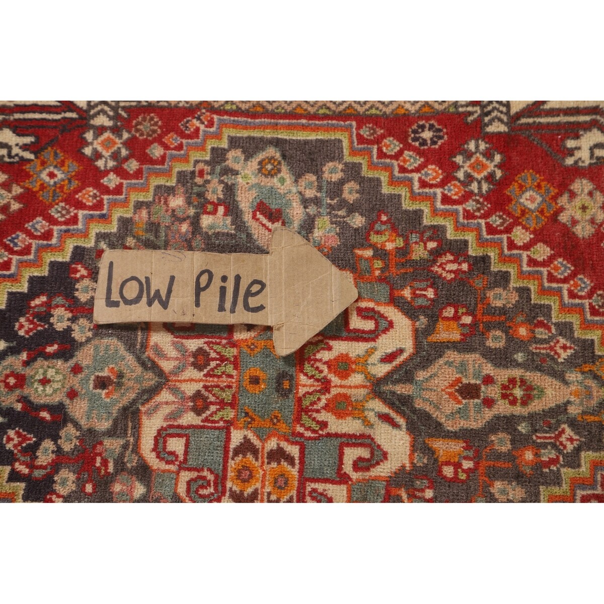 Geometric Abadeh Persian Vintage Square Rug Handmade Wool Carpet - 2'1" x 2'0"