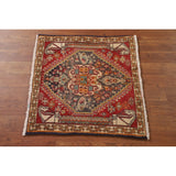 Geometric Abadeh Persian Vintage Square Rug Handmade Wool Carpet - 2'1" x 2'0"