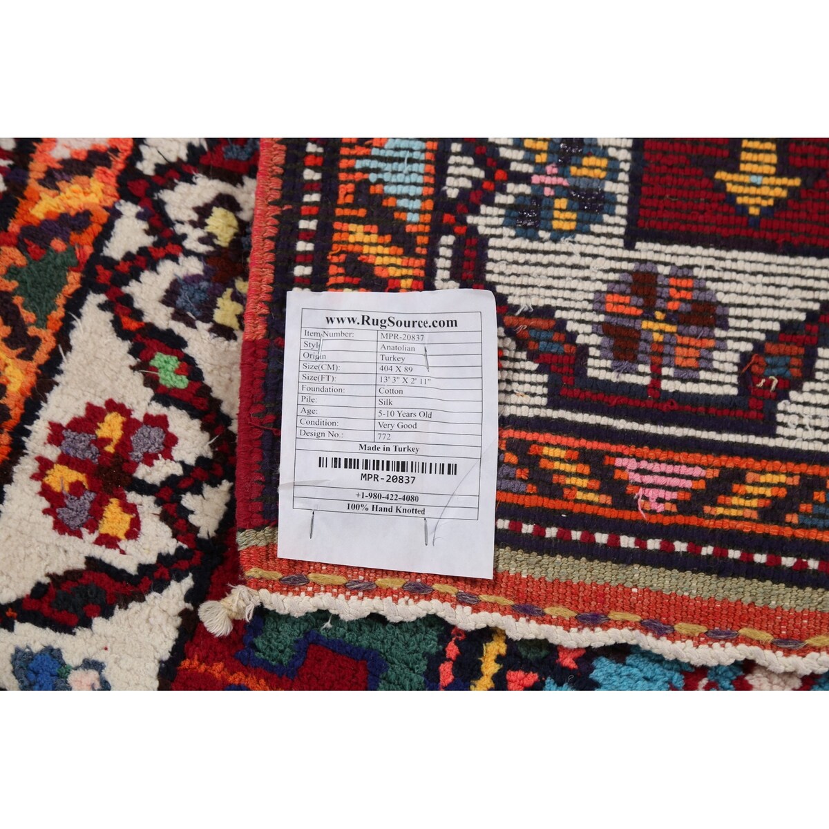 Geometric Anatolian Turkish Vintage Runner Rug Handmade Silk Carpet - 2'11"x 13'3"