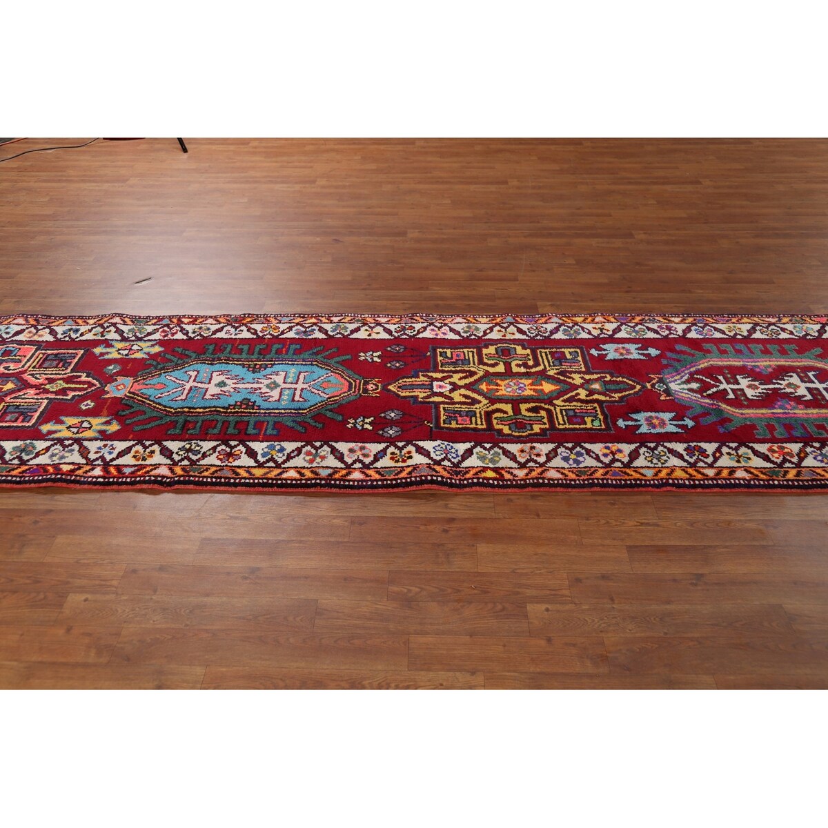 Geometric Anatolian Turkish Vintage Runner Rug Handmade Silk Carpet - 2'11"x 13'3"