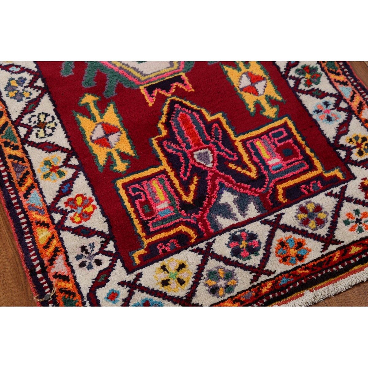 Geometric Anatolian Turkish Vintage Runner Rug Handmade Silk Carpet - 2'11"x 13'3"