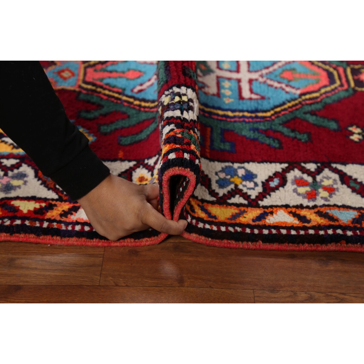 Geometric Anatolian Turkish Vintage Runner Rug Handmade Silk Carpet - 2'11"x 13'3"