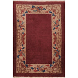 Geometric Art Deco Oriental Rug Hand-knotted Wool Carpet - 2'0" x 2'11"