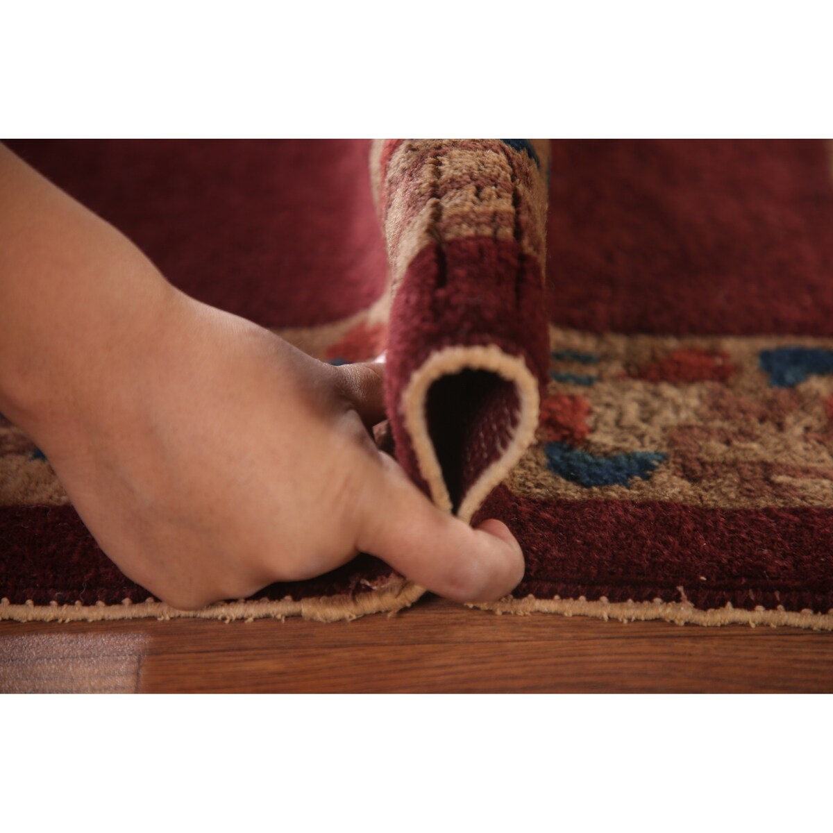 Geometric Art Deco Oriental Rug Hand-knotted Wool Carpet - 2'0" x 2'11"