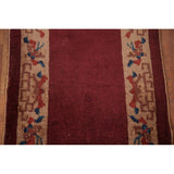 Geometric Art Deco Oriental Rug Hand-knotted Wool Carpet - 2'0" x 2'11"