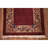 Geometric Art Deco Oriental Rug Hand-knotted Wool Carpet - 2'0" x 2'11"