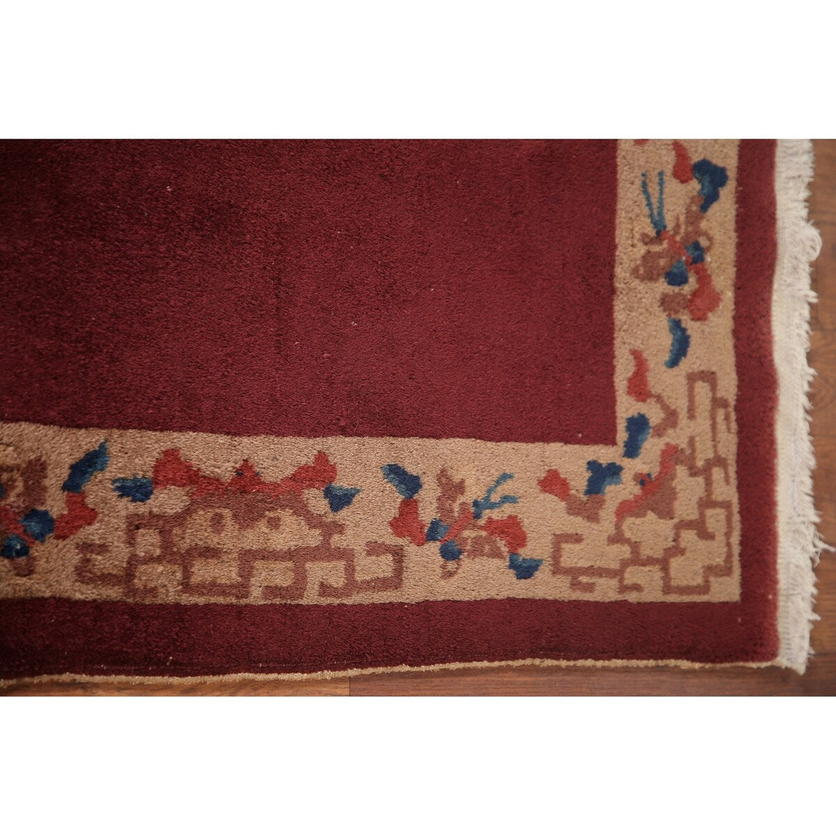 Geometric Art Deco Oriental Rug Hand-knotted Wool Carpet - 2'0" x 2'11"