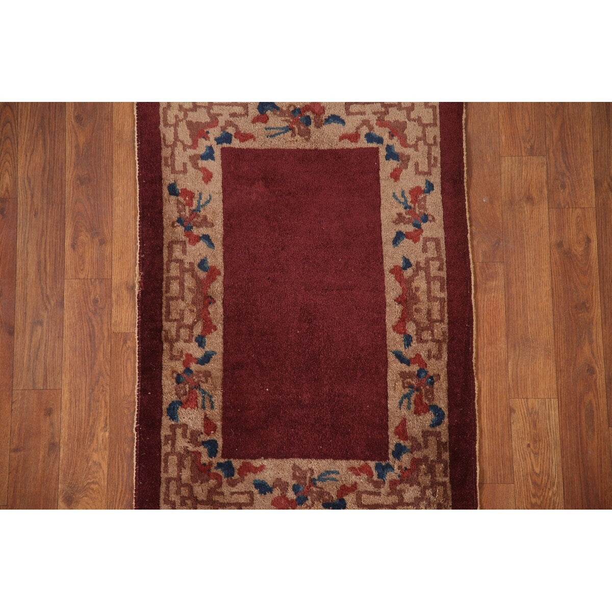 Geometric Art Deco Oriental Rug Hand-knotted Wool Carpet - 2'0" x 2'11"