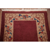 Geometric Art Deco Oriental Rug Hand-knotted Wool Carpet - 2'0" x 2'11"