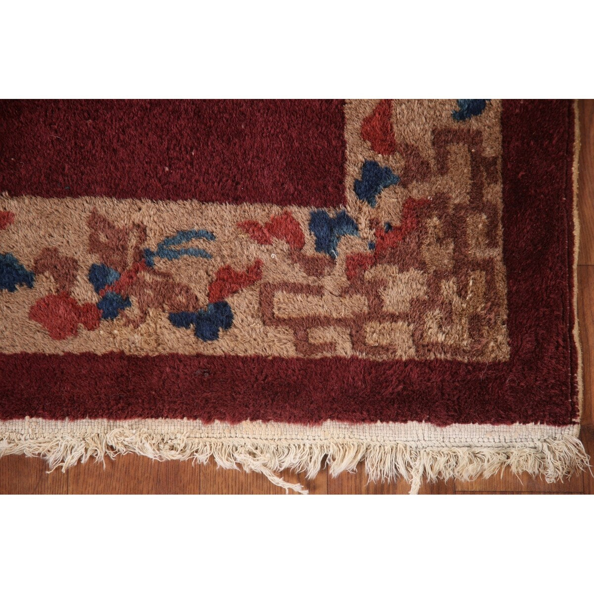 Geometric Art Deco Oriental Rug Hand-knotted Wool Carpet - 2'0" x 2'11"