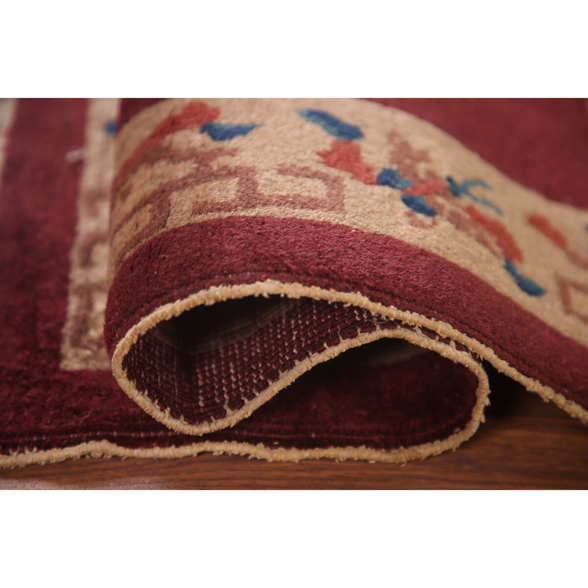 Geometric Art Deco Oriental Rug Hand-knotted Wool Carpet - 2'0" x 2'11"