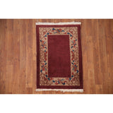 Geometric Art Deco Oriental Rug Hand-knotted Wool Carpet - 2'0" x 2'11"