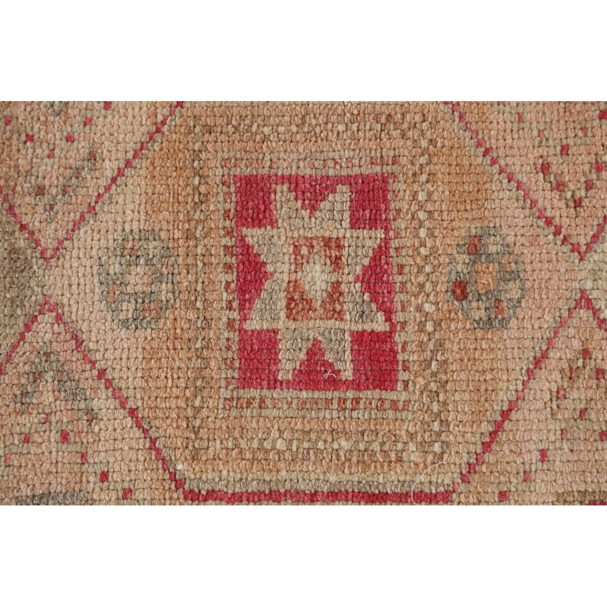 Geometric Authentic Oushak Turkish Oriental Runner Rug Wool Handmade - 2'6" x 11'2"