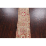 Geometric Authentic Oushak Turkish Oriental Runner Rug Wool Handmade - 2'6" x 11'2"