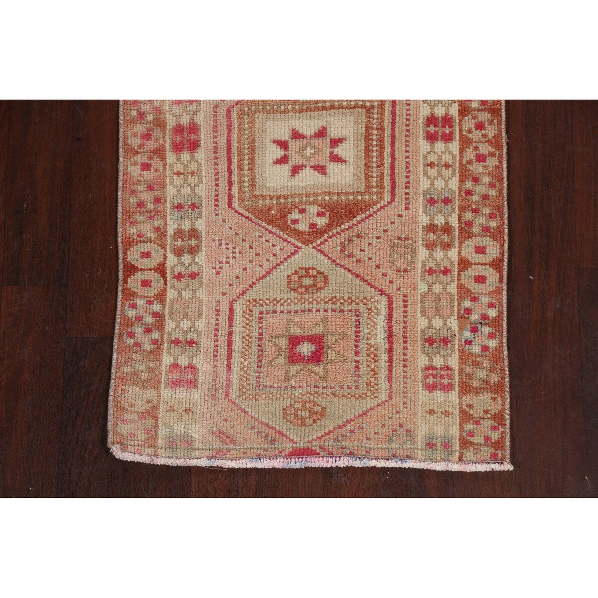 Geometric Authentic Oushak Turkish Oriental Runner Rug Wool Handmade - 2'6" x 11'2"