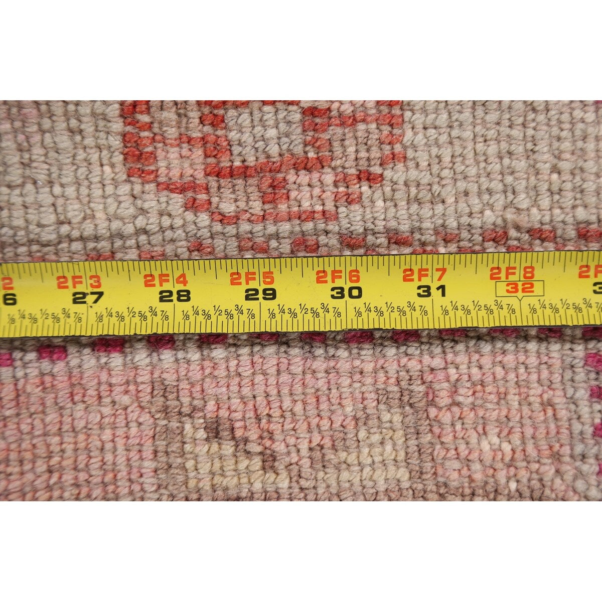 Geometric Authentic Oushak Turkish Oriental Runner Rug Wool Handmade - 2'6" x 11'2"