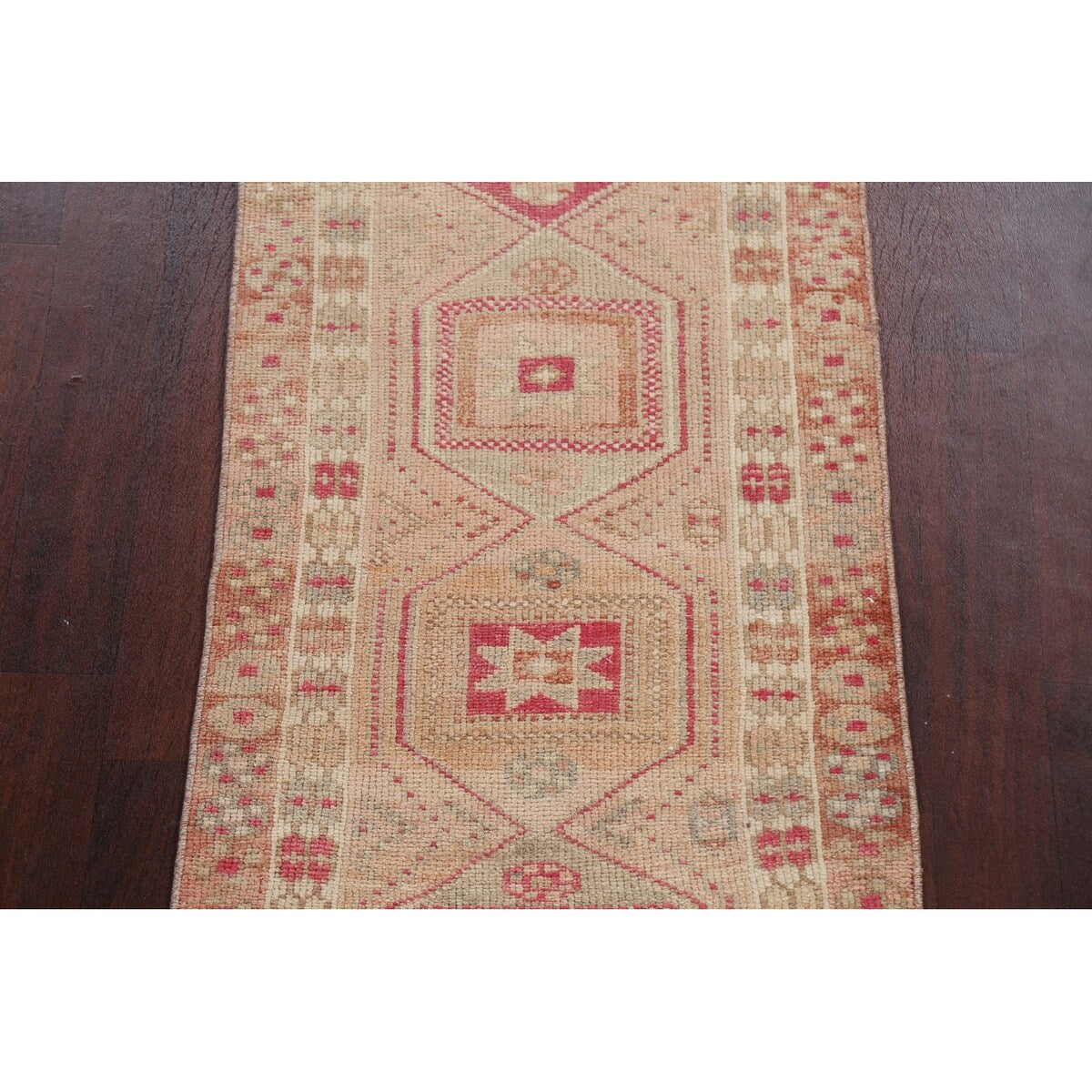 Geometric Authentic Oushak Turkish Oriental Runner Rug Wool Handmade - 2'6" x 11'2"