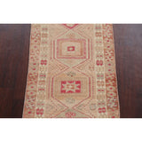 Geometric Authentic Oushak Turkish Oriental Runner Rug Wool Handmade - 2'6" x 11'2"