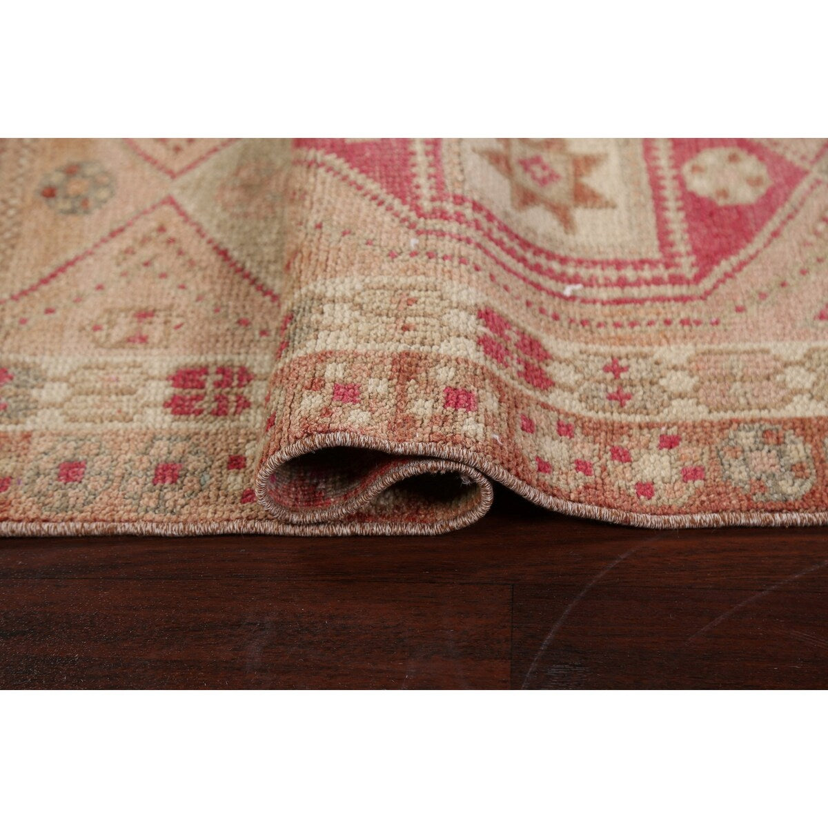 Geometric Authentic Oushak Turkish Oriental Runner Rug Wool Handmade - 2'6" x 11'2"