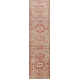 Geometric Authentic Oushak Turkish Oriental Runner Rug Wool Handmade - 2'6" x 11'2"