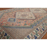 Geometric Bakhtiari Persian Vintage Rug Hand-Knotted Coral Wool Carpet - 4'11"x 9'10"