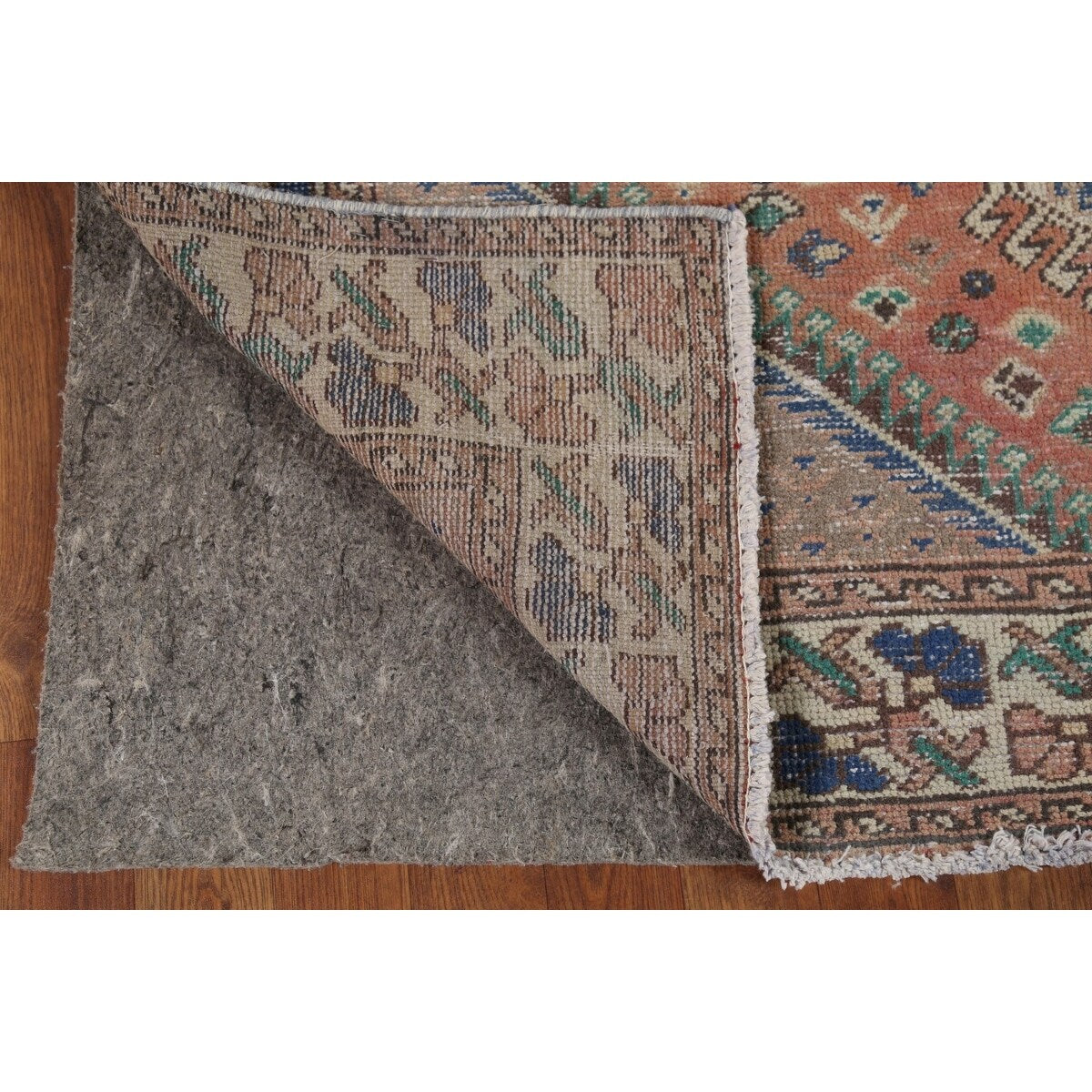 Geometric Bakhtiari Persian Vintage Rug Hand-Knotted Coral Wool Carpet - 4'11"x 9'10"
