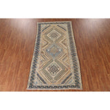 Geometric Bakhtiari Persian Vintage Rug Handmade Peach Wool Carpet - 5'4"x 9'9"